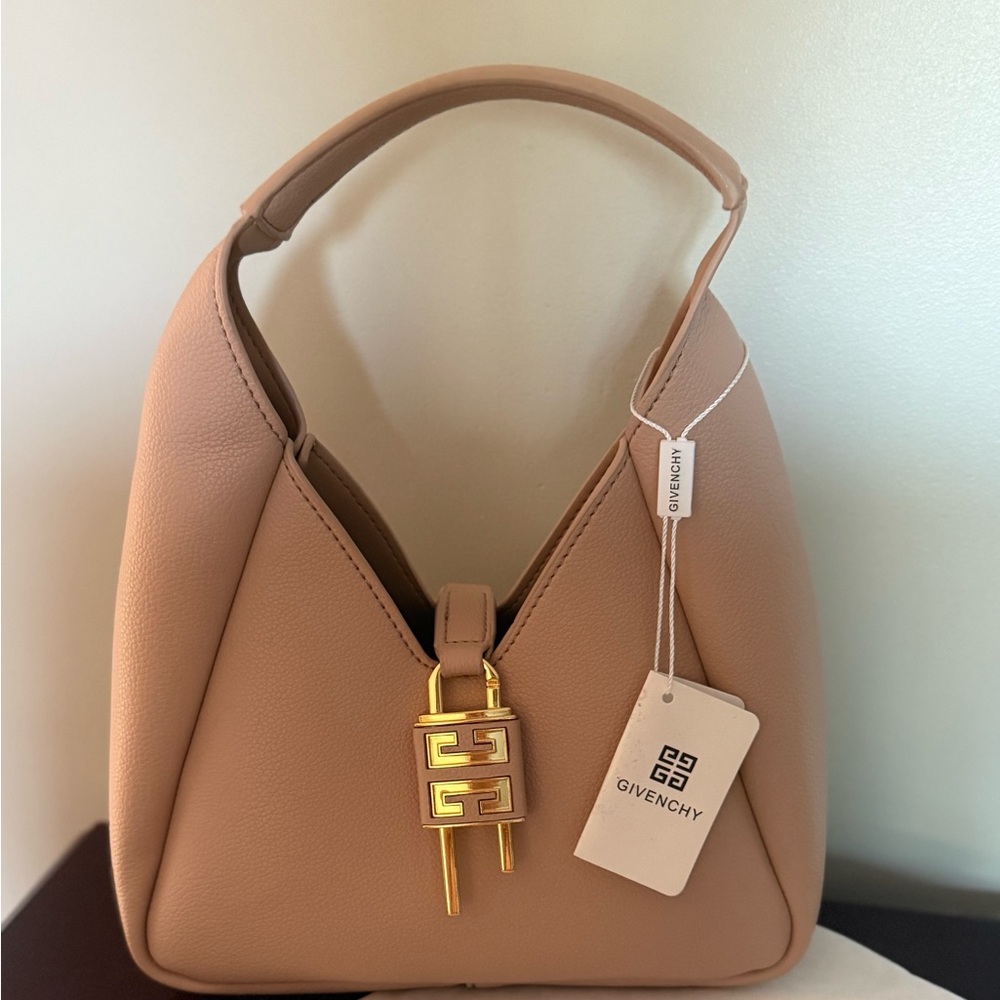 Beige (light rose) Shoulder Bag with Gold Accents